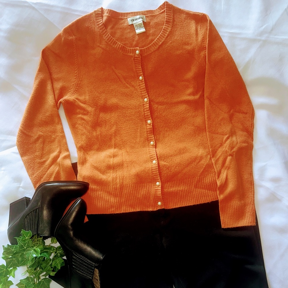 Elegant Orange Cardigan Sweater